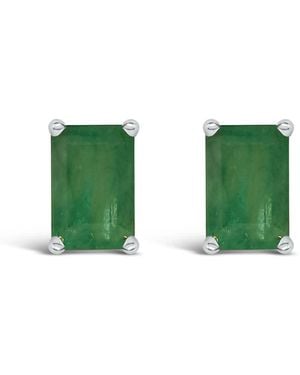 Haus of Brilliance 14K 6X4Mm Emerald Shaped Emerald Solitaire Stud Earrings - Green