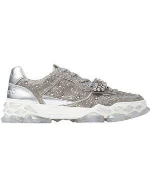 Jimmy Choo Diamond X Strap Crystal Embellishment Trainers, Brand Size 35 Us - Grey