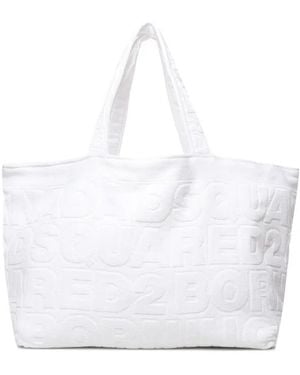 DSquared² Twin Beach Logo Shopping Bag Tote - White