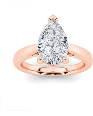 Mure And Co 2Ctw Pear Shaped Lab Grown Diamond (F/Vs) Classic Shank Solitaire Engagement Ring - Pink