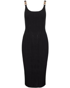 Versace Medusa Strap Ribbed Midi Dress, Brand Size 36 Us - Black