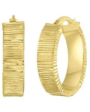 Tresorra 14K Ribbed Oval Hoop Earrings - Yellow