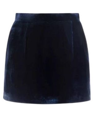 Bally Marine Velvet Mini Skirt, Brand Size 40 Us - Blue