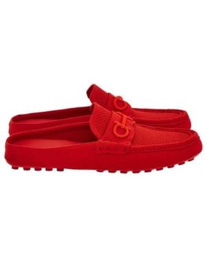 Ferragamo Decker Gancini Woven Drivers - Red