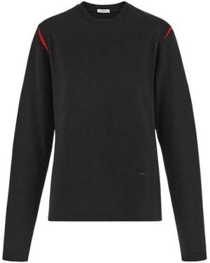 Ferragamo Stripe Print Long-Sleeved Cotton T-Shirt - Black