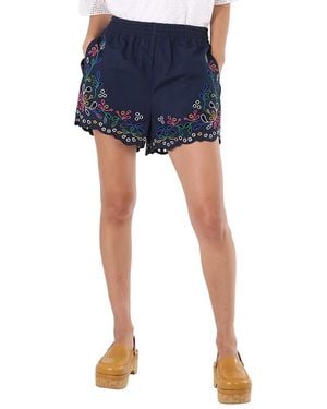 Chloé Ladies Embroidered Mini Shorts, Brand Size 34 (Us - Blue