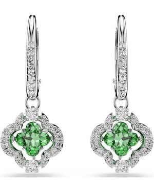 Swarovski Una Angelic Drop Earrings, Mixed Cuts, Rhodium Plated - Green