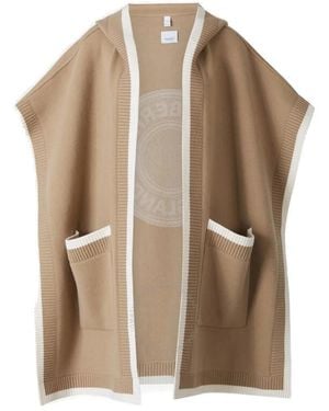 Burberry Archive Carla Logo-patch Wool And Cashmere-blend Cape - Natural