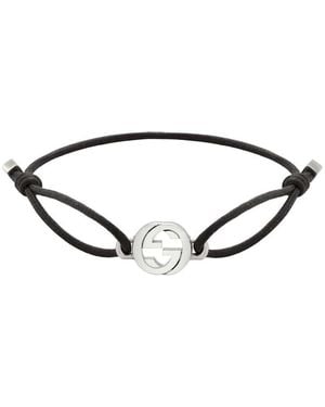 Gucci Interlocking G Sterling And Cord Friendship Bracelet - Brown