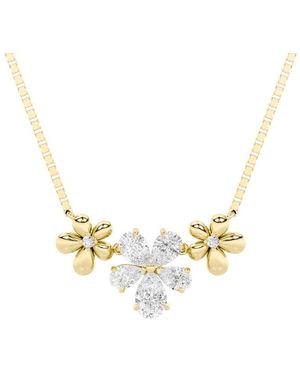 Mure And Co 2Ctw Pear Shaped Lab Grown Diamond (F/Vs) Fancy Flower Necklace - Metallic