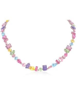 Swarovski Multicoloured Rhodium Plated Gema Necklace - Metallic