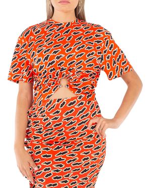 Rabanne Ladies Flash Haut Short-Sleeve Top - Red
