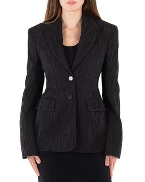 Stella McCartney Tree Bark Jacquard Single-Breasted Blazer, Brand Size 36 (Us - Black