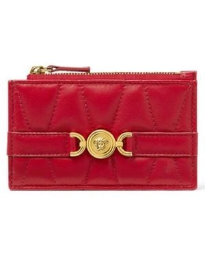 Versace Medusa 95 Quilted Nappa Card Holder - Red