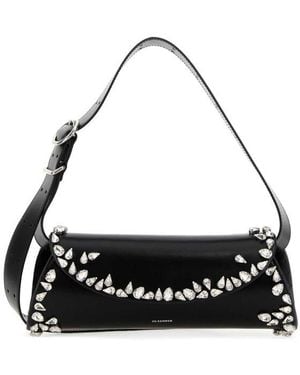 Jil Sander Leather Small Cannolo Crossbody Bag - Black