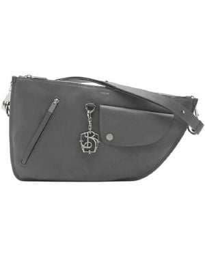 Burberry Shield Twin Leather Shoulder Bag - Grey