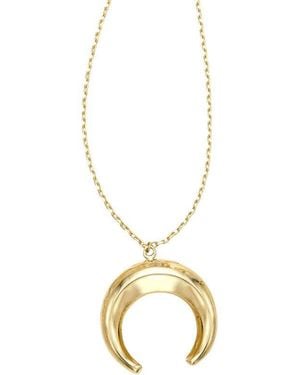 Tresorra 14K Puffed Crescent Moon Necklace - Metallic