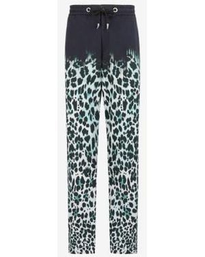 Roberto Cavalli Leopard-Print Gradient Trousers, Brand Size 46 (Waist - White