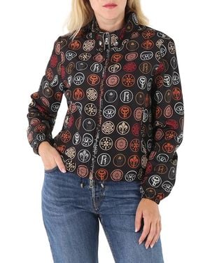 Roberto Cavalli Coin-Print Bomber Jacket, Brand Size 40 (Us - Black