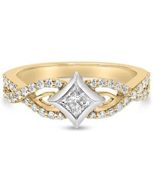 Haus of Brilliance 10K Colour 2/3 Cttw Diamond Kite And Twist Shank Ring (H-I Color,Si2-I1 Clarity) - Metallic