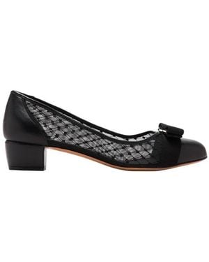 Ferragamo Ferragamo Vara Bow Mesh Court Shoes - Black