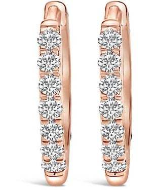 Haus of Brilliance 10K Rose 1/4 Cttw Diamond Double Sided Huggie Hoop Earrings - Metallic