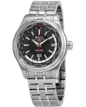 Ball Trainmaster World Time Gmt Automatic Chronometer Dial Watch Gm2020D-S1Cj-Bk - Metallic