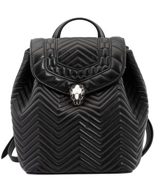 BVLGARI Serpenti Forever Quilted Nappa Leather Backpack - Black