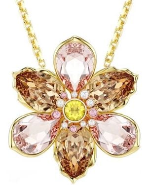 Swarovski Idyllia-Tone Plated Flower Pendant And Brooch - Metallic