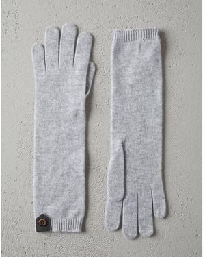 Brunello Cucinelli Pebble Cashmere Opera Gloves, Size Medium - Gray