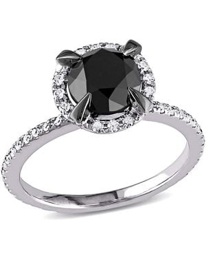 Amour 2 Ct Tw And Halo Diamond Engagement Ring - Metallic