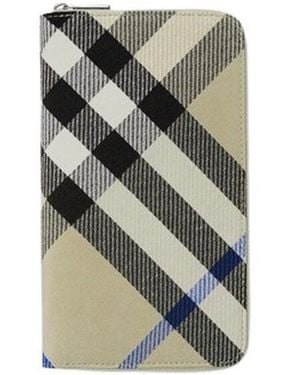 Burberry Large Check Zip Wallet - Green
