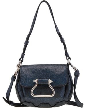 Roberto Cavalli Night Leather Shoulder Bag With Horseshoe Hardware - Blue