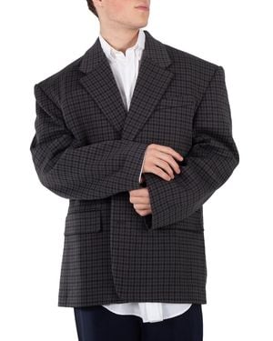 Balenciaga Houndstooth Single-Breasted Blazer, Brand Size 1 - Black