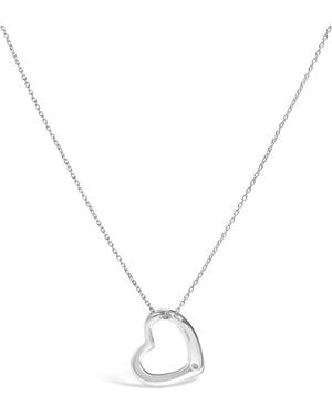 Haus of Brilliance Sterling Bezel Set Diamond Accent Heart Pendant Necklace - Metallic
