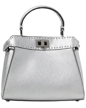 Fendi Peekaboo Leather Handbag - Grey
