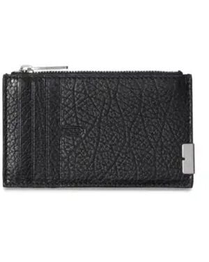 Burberry Grainy Leather Zip Card Case - Black