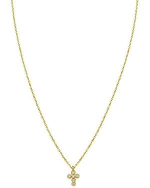 Tresorra 14K & Petite Diamond Cross Necklace - Metallic