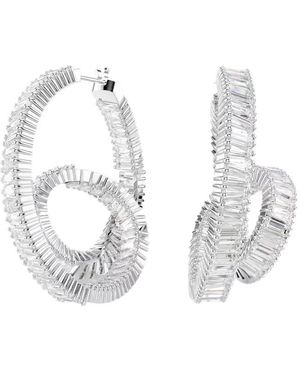Swarovski Matrix Baguette Cut Hoop Earrings - Metallic