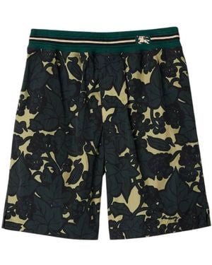 Burberry Ivy And Duck Motifs Nylon Shorts - Green