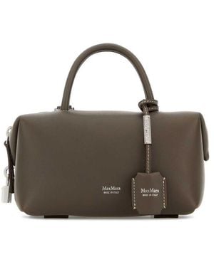 Max Mara Mud Leather Holdalls Handbag - Gray