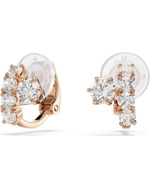 Swarovski Matrix Clip Earrings, Round Cut, 18K Rose Finish - Metallic
