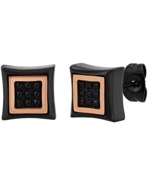 Robert Alton 1/10Ctw Diamond Stainless Steel With & Rose Finish Earrings - Black