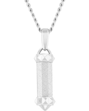 Robert Alton Stainless Steel Textured Barrel Pendant - White