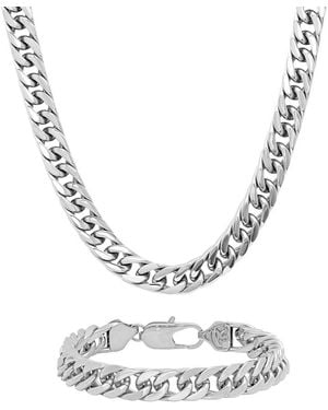 Robert Alton Curb Link Stainless Steel Jewellery Gift Set - Metallic