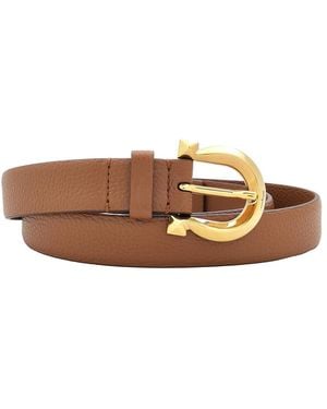 Ferragamo Salvatore Leather Fixed Gancini Belt - Brown