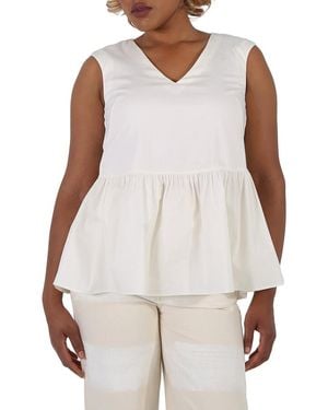 Max Mara Weekend Ladies Nebbie Peplum Blouse, Brand Size 40 (Us - White
