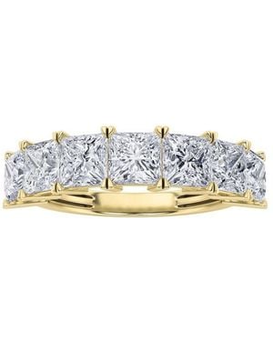 Mure And Co 3Ctw Princess Shaped Lab Grown Diamond (F/Vs) Seven Stone Band Ring - Blue