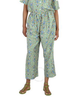 La DoubleJ Santachiara Geometric-pattern Palazzo Trousers - Green