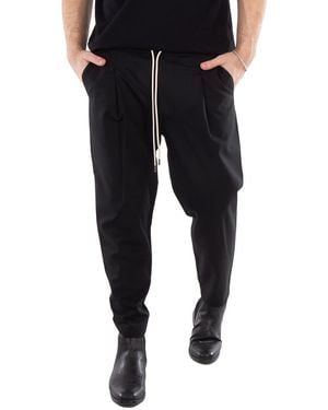 Drole de Monsieur Cropped Drawstring Trousers - Black